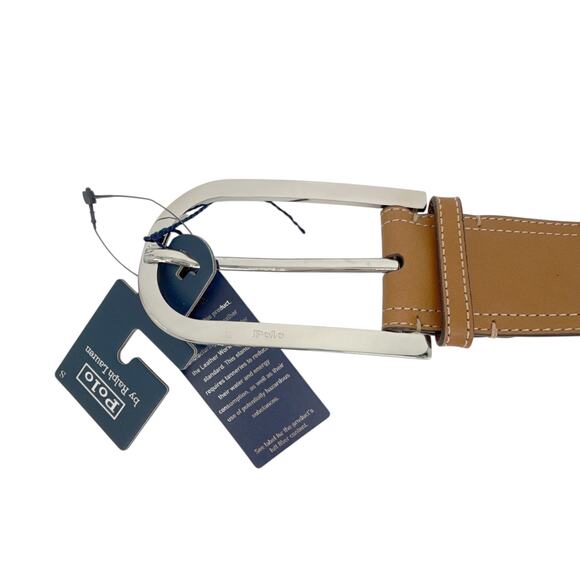 POLO RALPH LAUREN Elongated-Buckle Leather Belt in Cuoio & Silver S main image 10